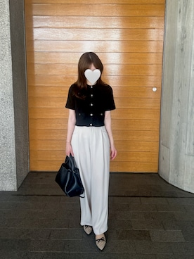 「ホワイトパンツ」｜「アイテム（スラックス）」を使った、nonさん（レディース・161cm）の夏コーディネート