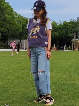 「ユニクロU」｜「アイテム（帽子）」を使った、mamiさん（レディース・150cm）の夏コーディネート