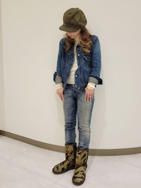 「アイテム（その他シューズ、グリーン系）」を使った、mamiさん（レディース・150cm）の冬コーディネート