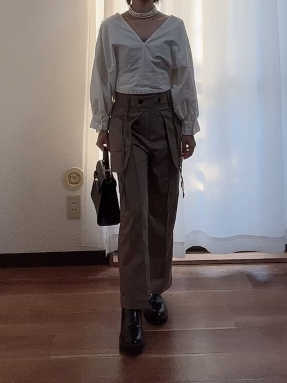 「低身長、ZARA」｜「ZARAのアイテム（シャツ/ブラウス、ホワイト系）」を使った、yukiさん（レディース・152cm）の春コーディネートの1枚目の写真