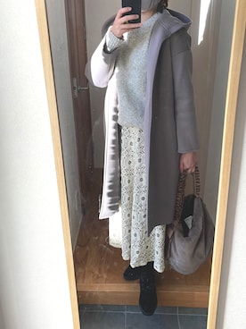 「フードコート」｜「アイテム（ブーツ）」を使った、KENIIさん（レディース・167cm）の冬コーディネート