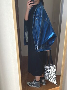 「GRL（グレイル）のアイテム（デニムジャケット）」を使った、KENIIさん（レディース・167cm）の春コーディネート