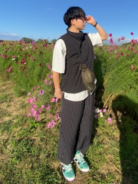 「アイテム（ベスト）」を使った、きょんさん（メンズ・172cm）の秋コーディネート