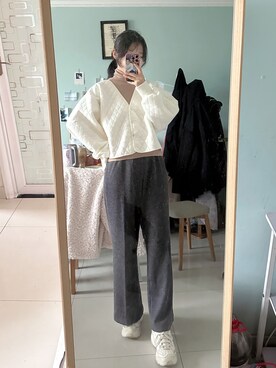 「no brand（ノーブランド）のアイテム（ノーカラージャケット）」を使った、Jinさん（レディース・167cm）の秋コーディネート