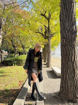 「アイテム（キャスケット）」を使った、　YUMIさん（レディース・158cm）の秋コーディネート