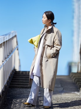 「ロングシャツ」｜「アイテム（その他アウター）」を使った、iida.さん（レディース・163cm）の冬コーディネート