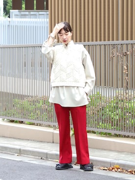 「アイテム（シャツ/ブラウス）」を使った、iida.さん（レディース・163cm）の秋コーディネート