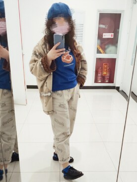「H&M（エイチ・アンド・エム）のアイテム（チノパンツ）」を使った、熊圆滚滚さん（レディース・155cm）の夏コーディネート