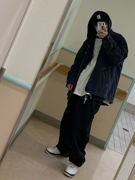 「Jordan」｜「アイテム（デニムジャケット）」を使った、Ryoさん（メンズ・165cm）の冬コーディネート