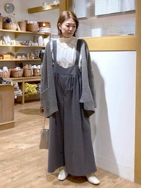 「studio CLIP（スタディオクリップ）のアイテム（オールインワン・サロペット）」を使った、hさん（レディース・158cm）の冬コーディネート
