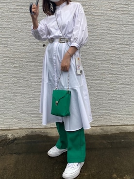「GUコーデ」｜「アイテム（シャツワンピース）」を使った、ﾐさん（レディース・160cm）の秋コーディネート