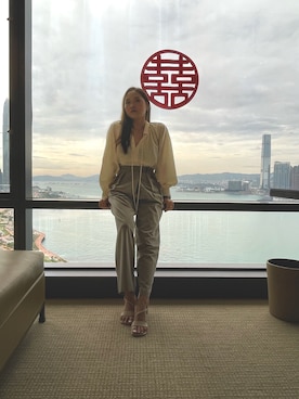 「通勤穿搭」｜「アイテム（サンダル）」を使った、saniceさん（レディース・158cm）の春コーディネート
