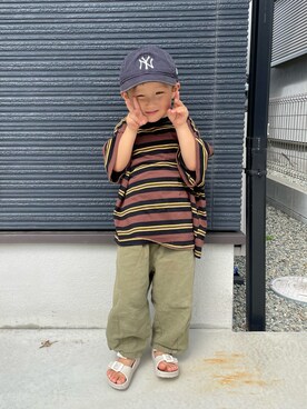 「apres les cours（アプレレクール）のアイテム（サンダル）」を使った、ＯＴＯ ☺︎ ‬ＲＩＲＩさん（キッズ・90cm）の夏コーディネート