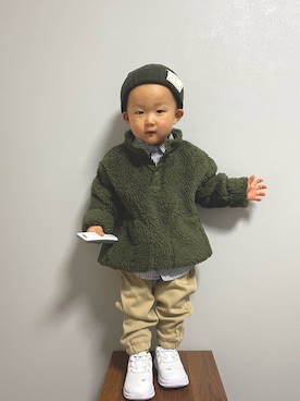 「UNIQLO（ユニクロ）のアイテム（ブルゾン）」を使った、ＯＴＯ ☺︎ ‬ＲＩＲＩさん（キッズ・80cm）の冬コーディネート