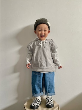 「petit main（プティマイン）のアイテム（スリッポン）」を使った、ＯＴＯ ☺︎ ‬ＲＩＲＩさん（キッズ・80cm）の春コーディネート