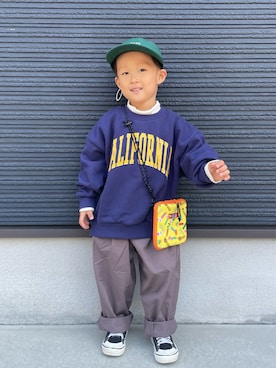 「重ね着ベストシーズン」｜「アイテム（キャップ）」を使った、ＯＴＯ ☺︎ ‬ＲＩＲＩさん（キッズ・90cm）の秋コーディネート