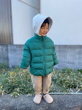 「UNIQLO（ユニクロ）のアイテム（ダウンジャケット/コート）」を使った、ＯＴＯ ☺︎ ‬ＲＩＲＩさん（キッズ・90cm）の冬コーディネート