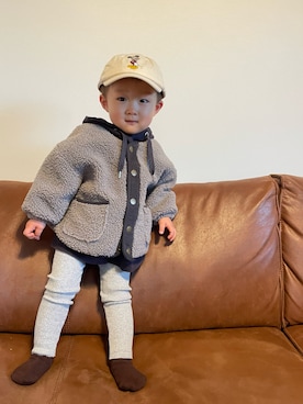 「アイテム（ノーカラージャケット、グレー系）」を使った、ＯＴＯ ☺︎ ‬ＲＩＲＩさん（キッズ・80cm）の冬コーディネート