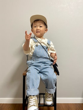 「ごきげんウィーク」｜「アイテム（オールインワン・サロペット）」を使った、ＯＴＯ ☺︎ ‬ＲＩＲＩさん（キッズ・80cm）の春コーディネート