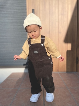 「コーデュロイパンツ」｜「アイテム（サロペット/オーバーオール）」を使った、ＯＴＯ ☺︎ ‬ＲＩＲＩさん（キッズ・80cm）の冬コーディネート