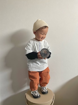 「petit main（プティマイン）のアイテム（スリッポン）」を使った、ＯＴＯ ☺︎ ‬ＲＩＲＩさん（キッズ・80cm）の春コーディネート