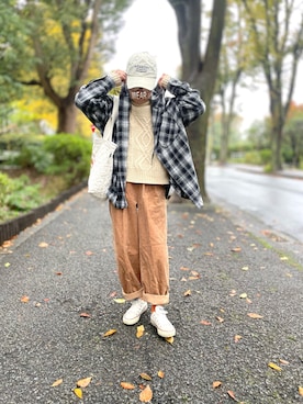 「アイテム（ソックス/靴下）」を使った、ゆりさん（レディース・154cm）の秋コーディネート