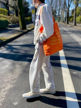 「CONVERSE（コンバース）のアイテム（スウェットパンツ）」を使った、ゆりさん（レディース・154cm）の冬コーディネート