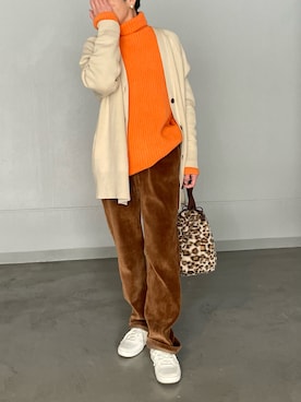 「リブタートルネック」｜「アイテム（パンツ）」を使った、ゆりさん（レディース・154cm）の冬コーディネート