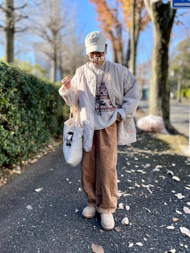 「アイテム（ノーカラージャケット）」を使った、ゆりさん（レディース・154cm）の冬コーディネート