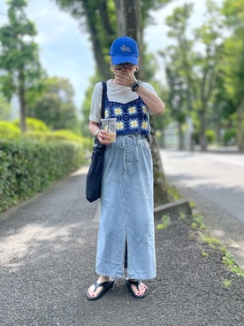 「OOFOS（ウーフォス）のアイテム」を使った、ゆりさん（レディース・154cm）の夏コーディネート