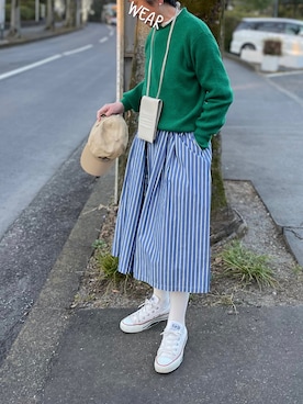 「リブタイツ」｜ゆりさん（レディース・154cm）の冬コーディネート