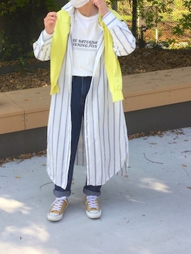 「ローリーズファーム(LOWRYS FARM)」｜「アイテム（シャツワンピース）」を使った、ゆりさん（レディース・154cm）の春コーディネート