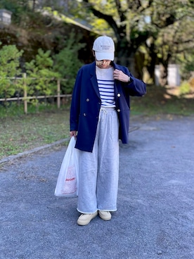 「アイテム（エコバッグ/サブバッグ）」を使った、ゆりさん（レディース・154cm）の秋コーディネート