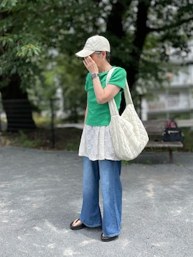 「GU（ジーユー）のアイテム」を使った、ゆりさん（レディース・154cm）の夏コーディネート