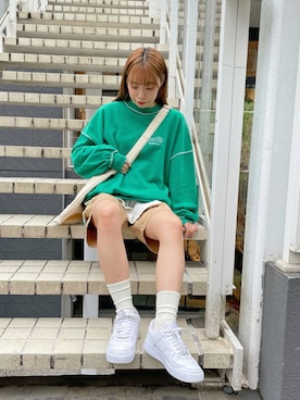 「WEGO（ウィゴー）のWEGO/チノショートパンツ（チノパンツ）」を使った、ももち・×・さん（レディース・157cm）の秋コーディネート