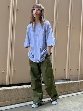 「WEGO（ウィゴー）のアイテム（カーゴパンツ）」を使った、ももち・×・さん（レディース・157cm）の夏コーディネート