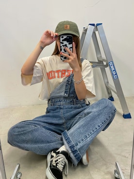 「WEGO（ウィゴー）のアイテム（オールインワン・サロペット）」を使った、ももち・×・さん（レディース・157cm）の秋コーディネート