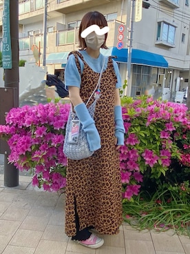 「水色」｜「アイテム（シャツワンピース）」を使った、ももち・×・さん（レディース・157cm）の春コーディネート