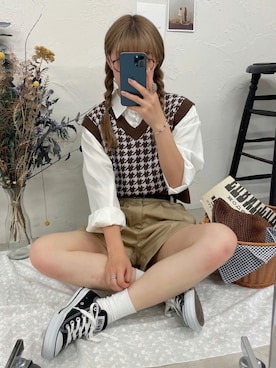 「千鳥柄」｜ももち・×・さん（レディース・157cm）の夏コーディネート