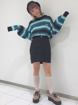 「WEGO（ウィゴー）のアイテム（ハンチング/ベレー帽）」を使った、ももち・×・さん（レディース・157cm）の秋コーディネート