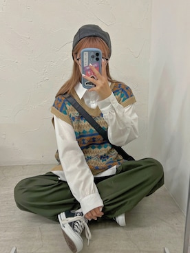 「WEGO（ウィゴー）のアイテム（ハンチング/ベレー帽）」を使った、ももち・×・さん（レディース・157cm）の秋コーディネート