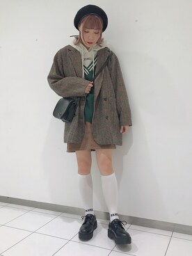「WEGO（ウィゴー）のアイテム（ハンチング/ベレー帽）」を使った、ももち・×・さん（レディース・157cm）の秋コーディネート