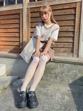 「ニーハイソックス」｜ももち・×・さん（レディース・157cm）の秋コーディネート