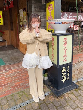 「オールホワイト」｜「アイテム（チュニック）」を使った、ももち・×・さん（レディース・157cm）の秋コーディネート