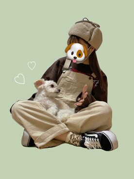 「WEGO（ウィゴー）のアイテム（オールインワン・サロペット）」を使った、ももち・×・さん（レディース・157cm）の冬コーディネート