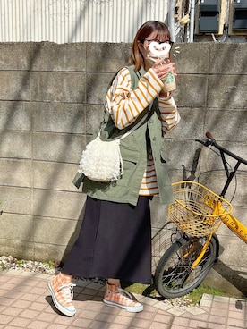 「Green Parks topic（グリーンパークス）のアイテム」を使った、ももち・×・さん（レディース・157cm）の春コーディネート