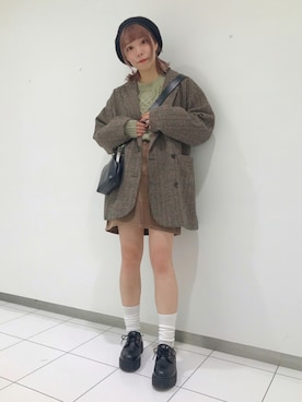 「WEGO（ウィゴー）のアイテム（ハンチング/ベレー帽）」を使った、ももち・×・さん（レディース・157cm）の秋コーディネート
