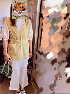 「w closet（ダブルクローゼット）のアイテム（ワンピース/ドレス、イエロー系）」を使った、ＹＵＮさん（レディース・168cm）の春コーディネート