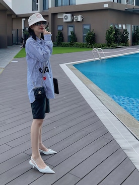 「chanel」｜「アイテム（帽子）」を使った、Charmé Phuong Linhさん（レディース・160cm）の夏コーディネート