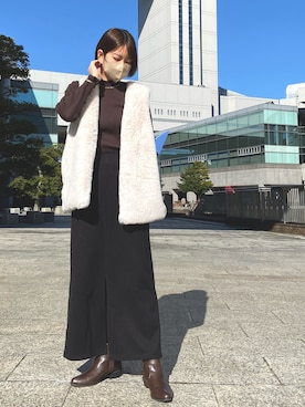 「リブニット」｜「アイテム（アナログ腕時計）」を使った、なたーしゃさん（レディース・157cm）の秋コーディネート